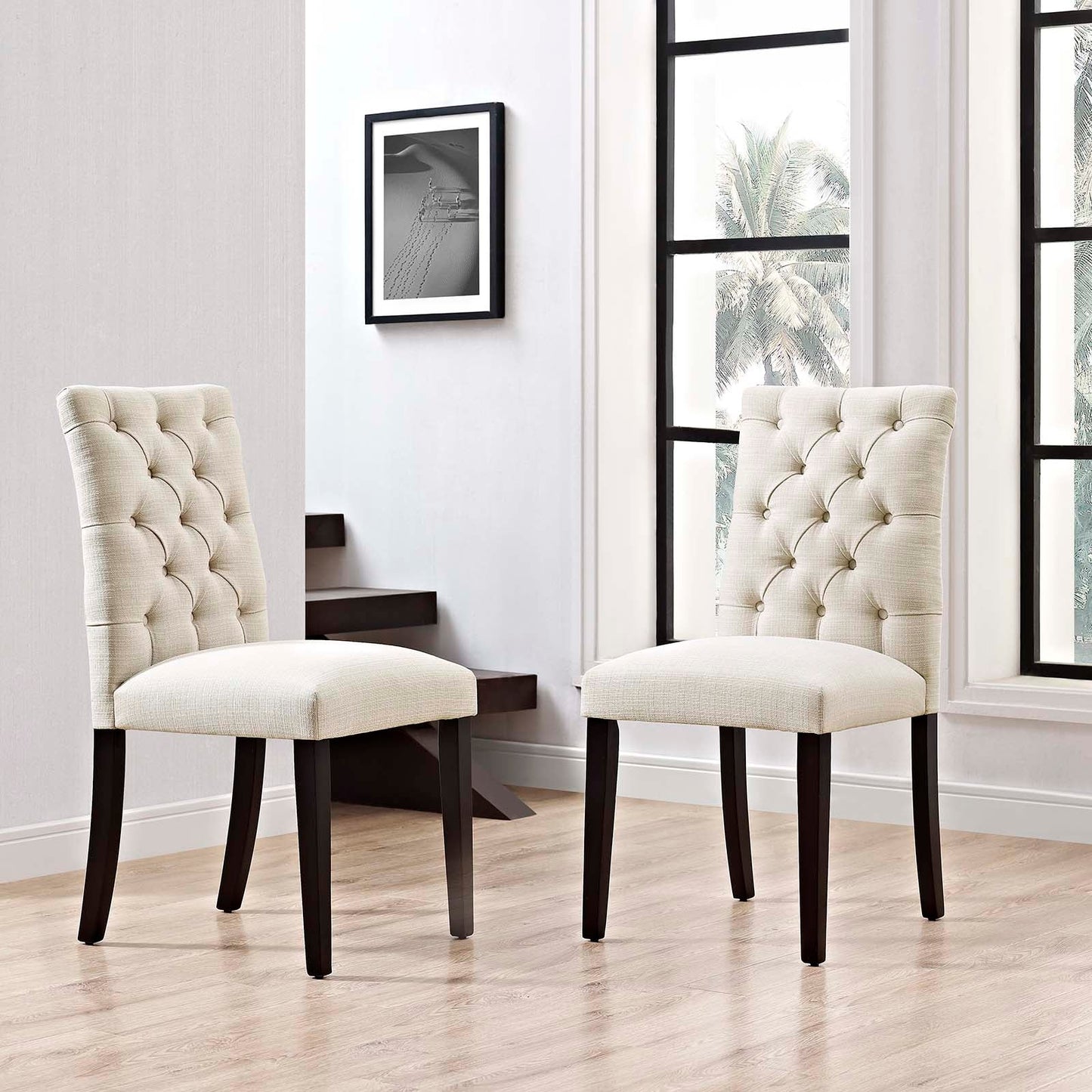 Duchess Dining Chair Fabric Set of 2 Beige EEI-3474-BEI