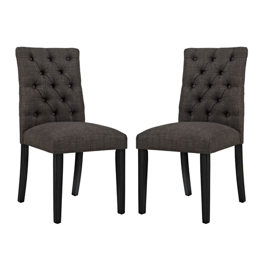 Duchess Dining Chair Fabric Set of 2 Brown EEI-3474-BRN