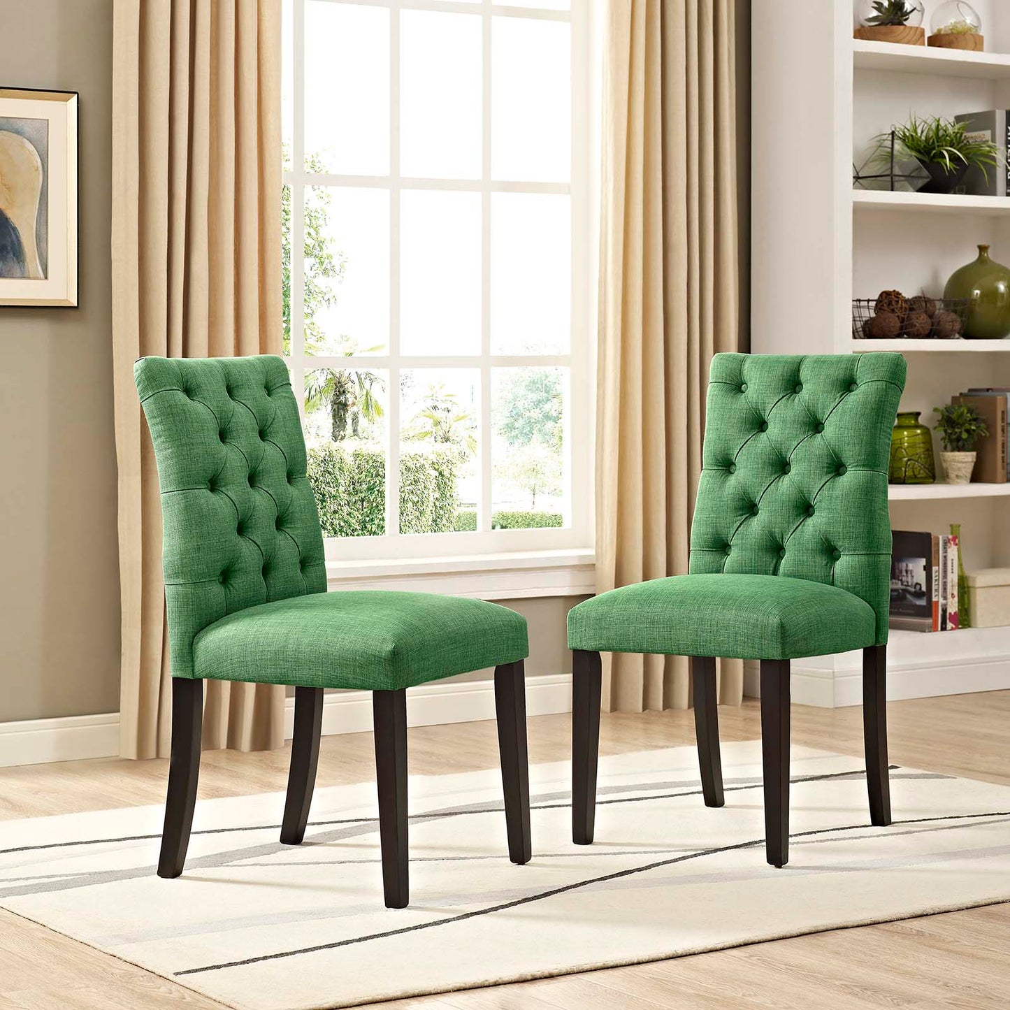 Duchess Dining Chair Fabric Set of 2 Green EEI-3474-GRN