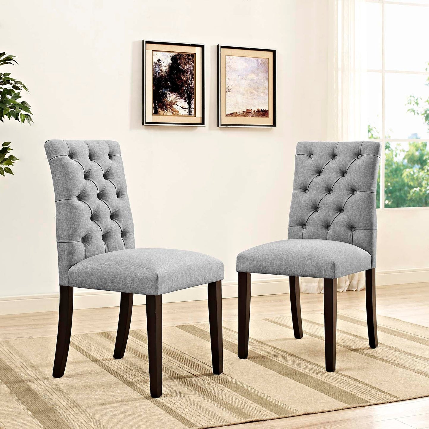 Duchess Dining Chair Fabric Set of 2 Light Gray EEI-3474-LGR