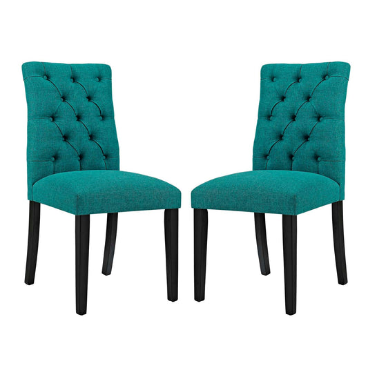 Duchess Dining Chair Fabric Set of 2 Teal EEI-3474-TEA