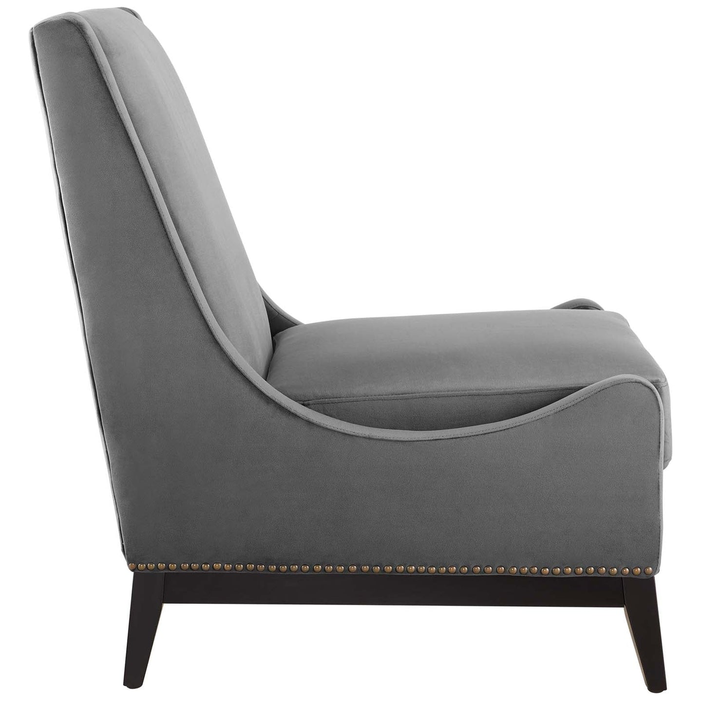 Confident Accent Upholstered Performance Velvet Lounge Chair Gray EEI-3488-GRY