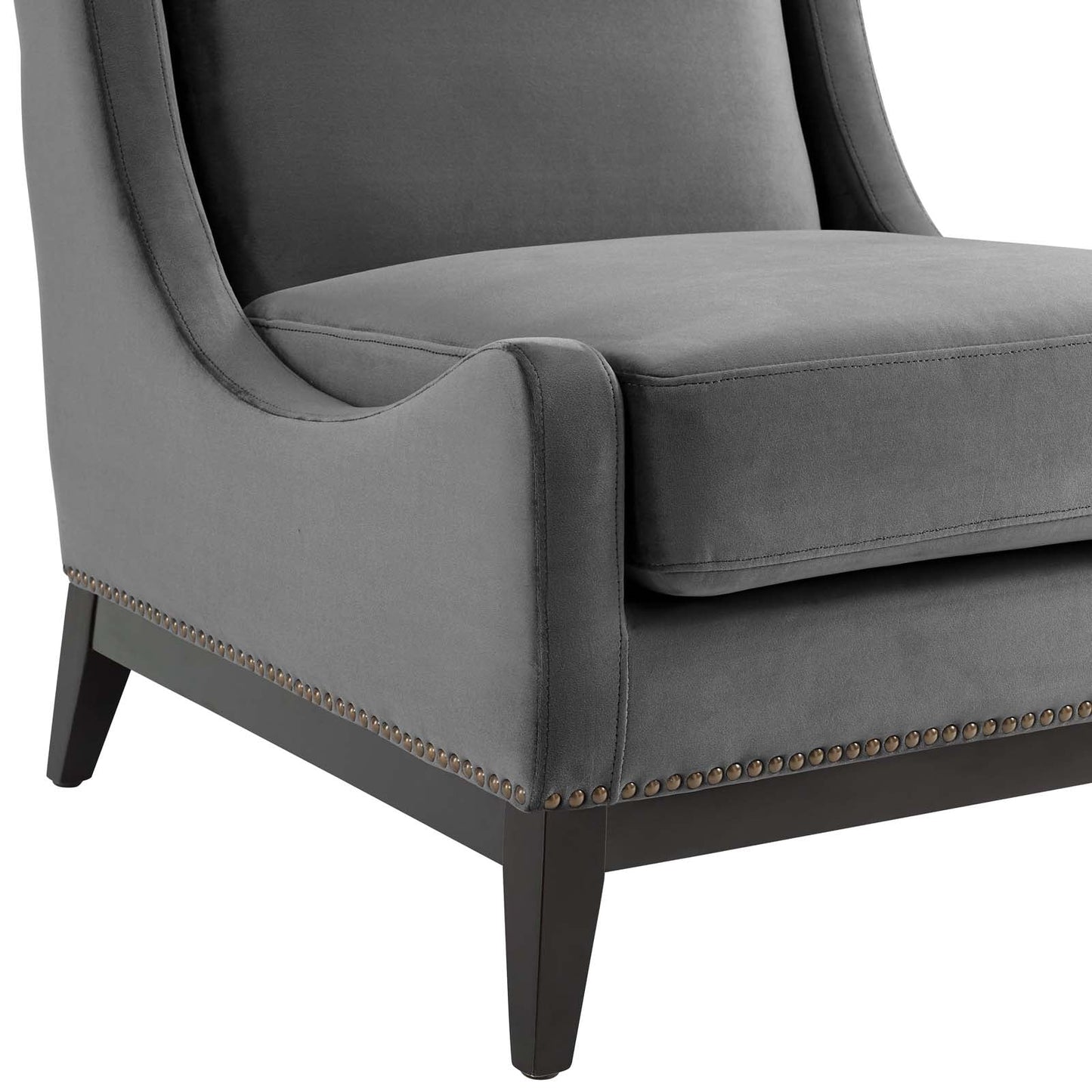 Confident Accent Upholstered Performance Velvet Lounge Chair Gray EEI-3488-GRY