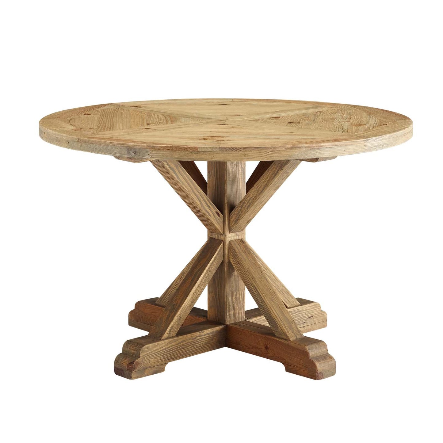 Stitch 47" Round Pine Wood Dining Table Brown EEI-3492-BRN