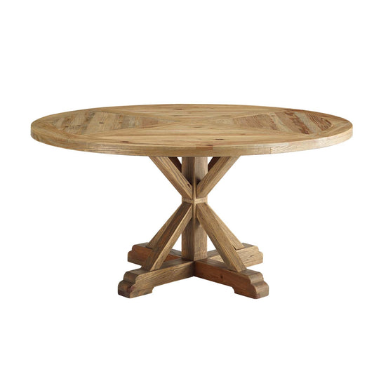 Stitch 59" Round Pine Wood Dining Table Brown EEI-3494-BRN