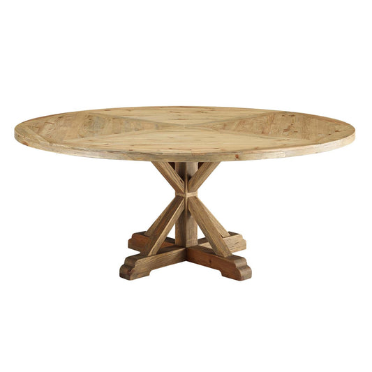 Stitch 71" Round Pine Wood Dining Table Brown EEI-3496-BRN