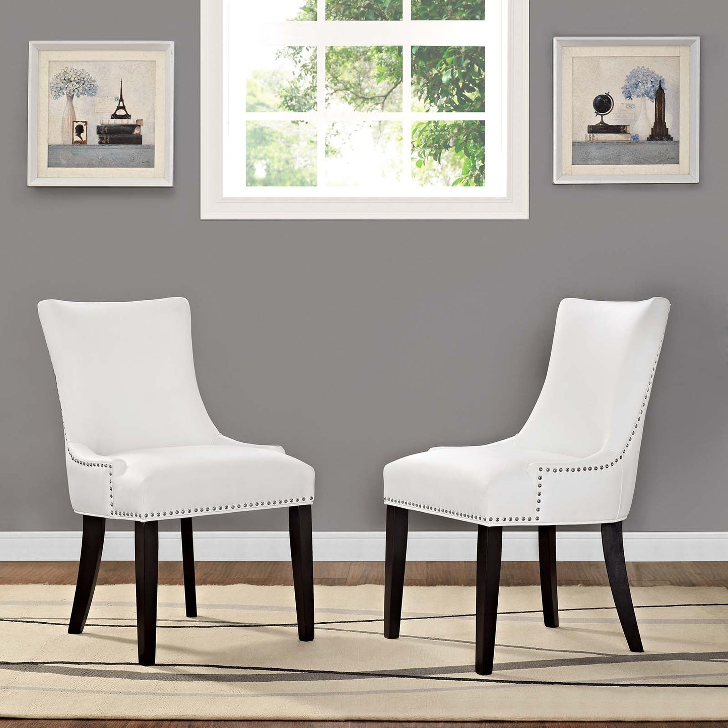 Marquis Dining Chair Faux Leather Set of 2 White EEI-3498-WHI