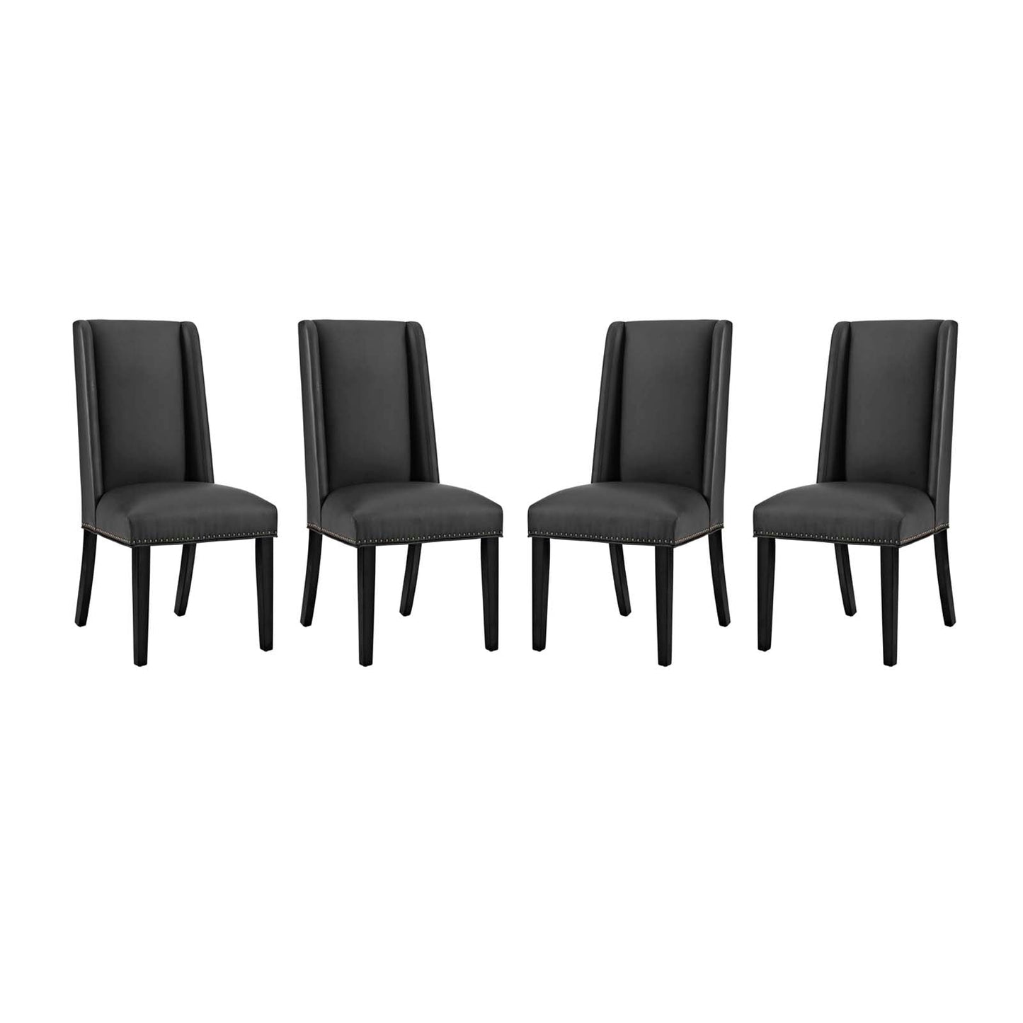 Baron Dining Chair Vinyl Set of 4 Black EEI-3502-BLK