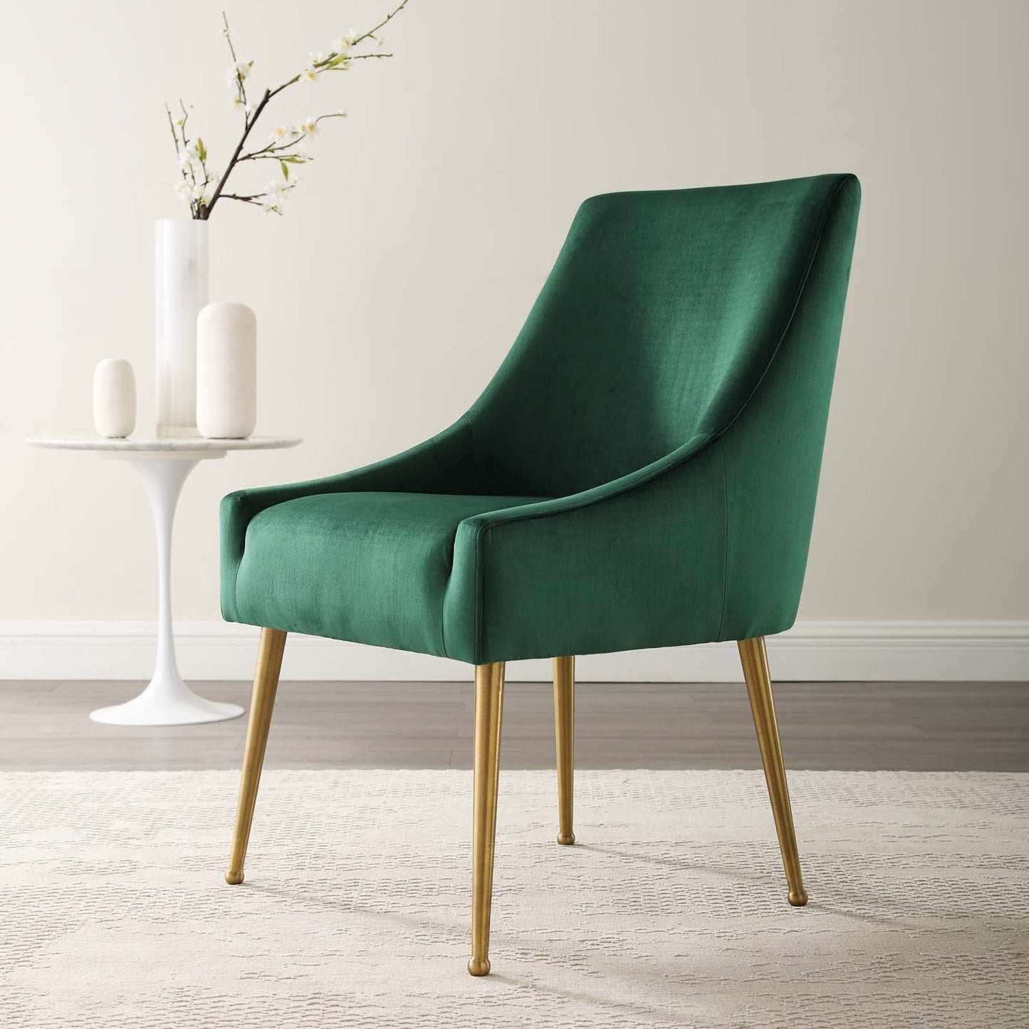 Discern Upholstered Performance Velvet Dining Chair Green EEI-3508-GRN