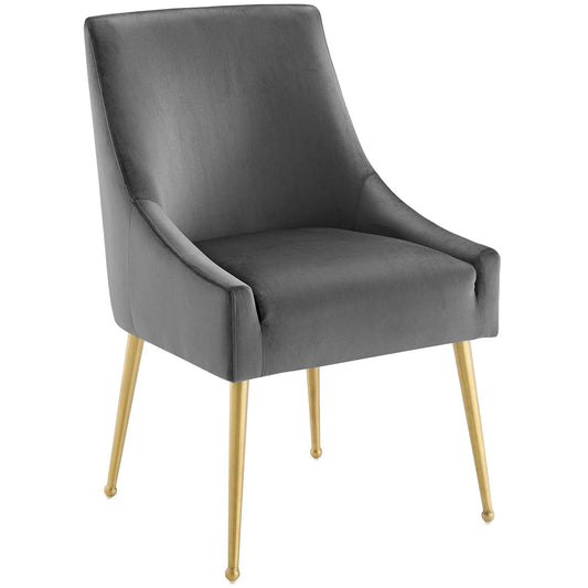 Discern Upholstered Performance Velvet Dining Chair Gray EEI-3508-GRY