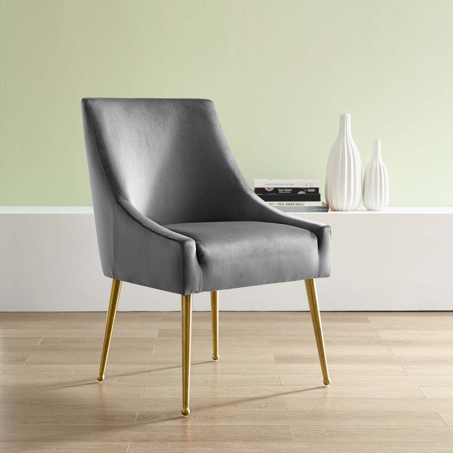 Discern Upholstered Performance Velvet Dining Chair Gray EEI-3508-GRY