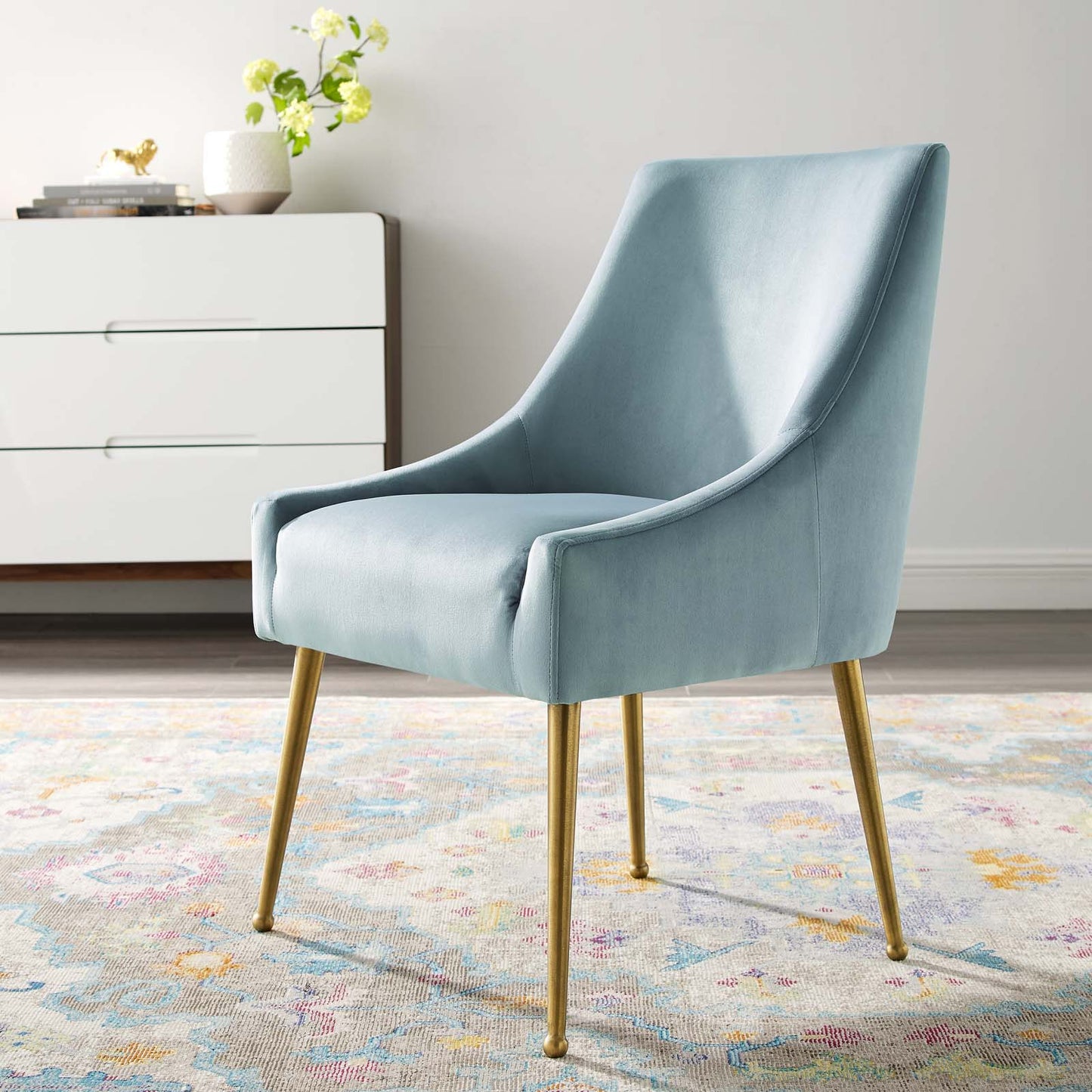 Discern Upholstered Performance Velvet Dining Chair Light Blue EEI-3508-LBU