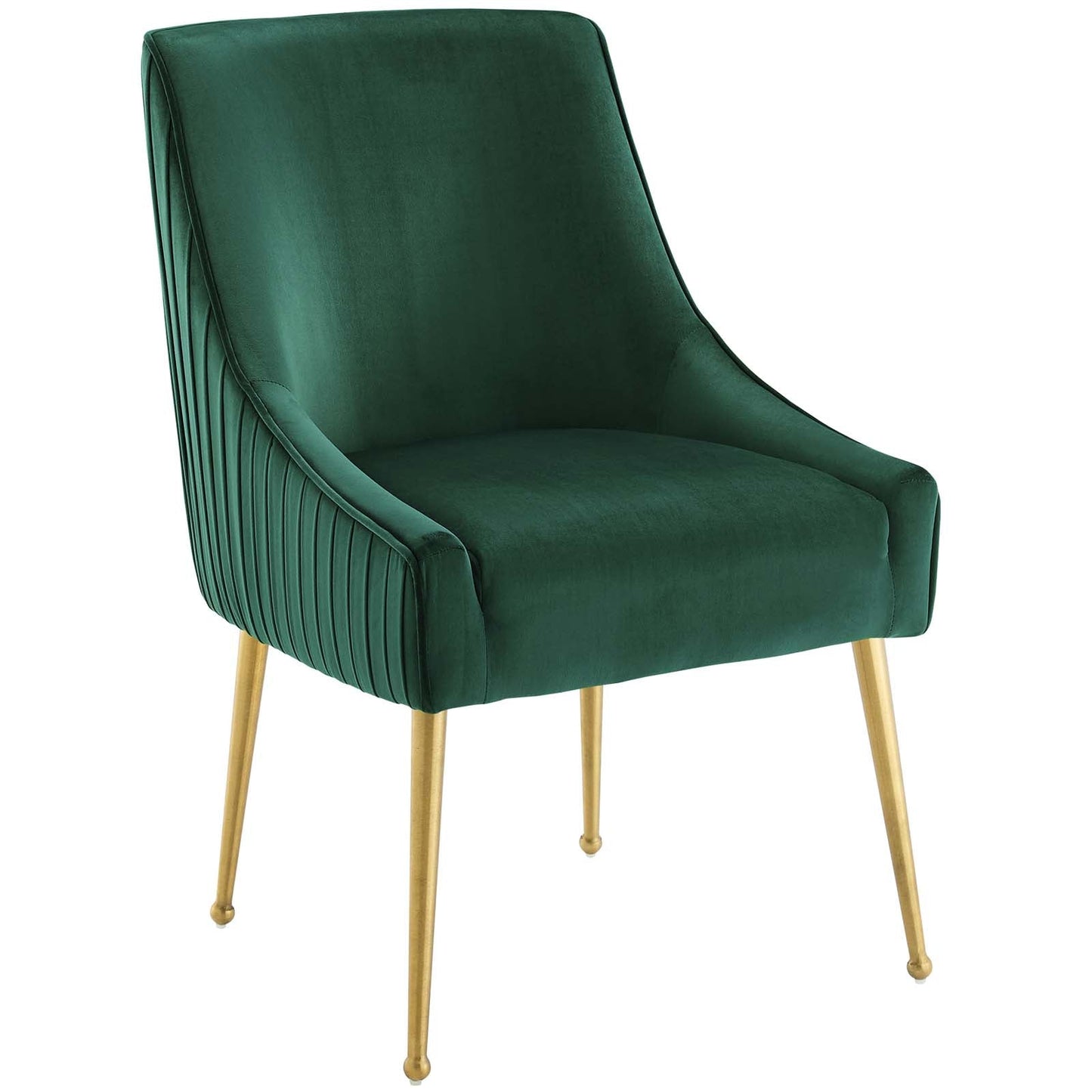 Discern Pleated Back Upholstered Performance Velvet Dining Chair Green EEI-3509-GRN