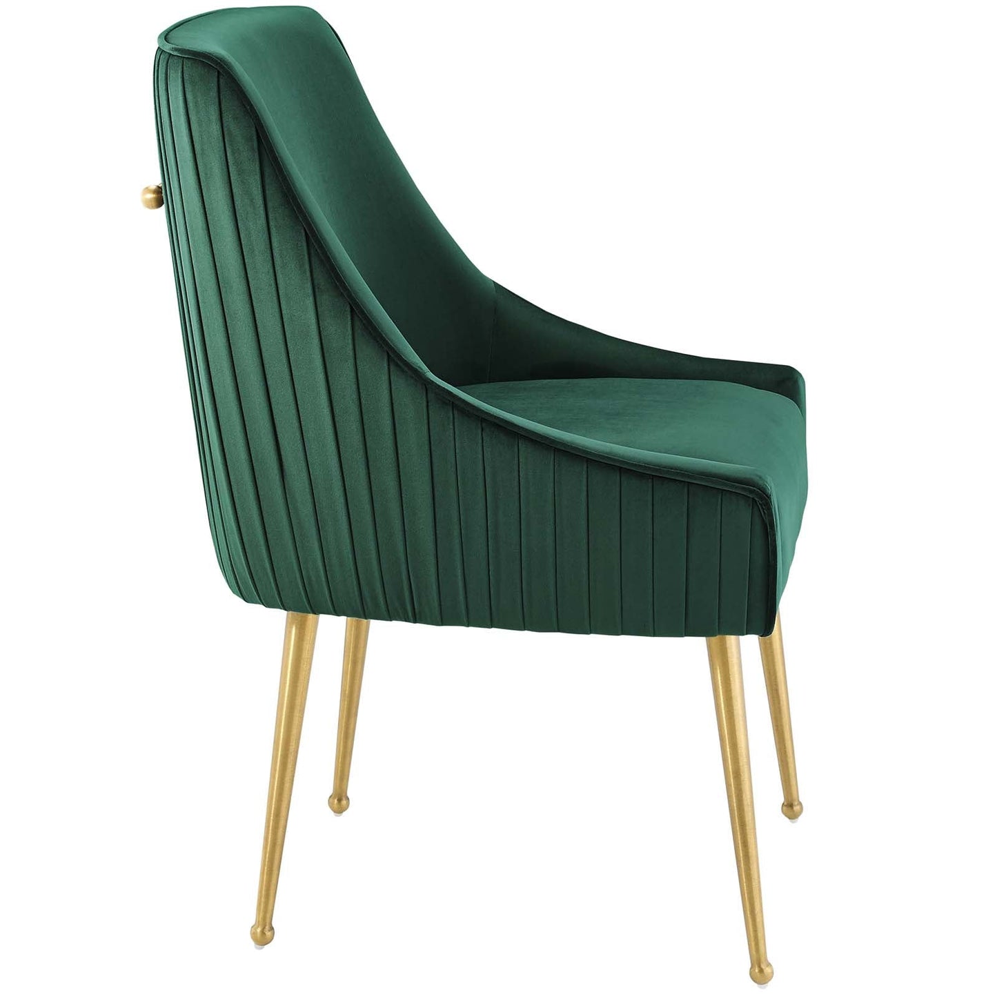 Discern Pleated Back Upholstered Performance Velvet Dining Chair Green EEI-3509-GRN