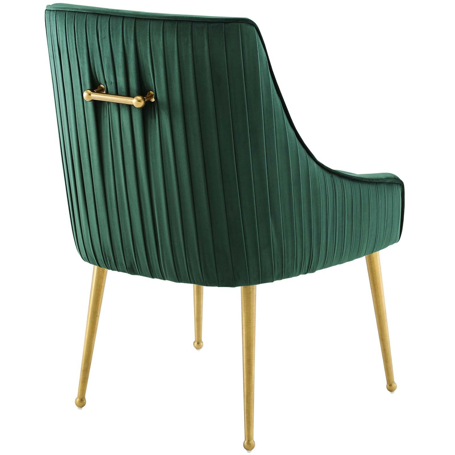 Discern Pleated Back Upholstered Performance Velvet Dining Chair Green EEI-3509-GRN