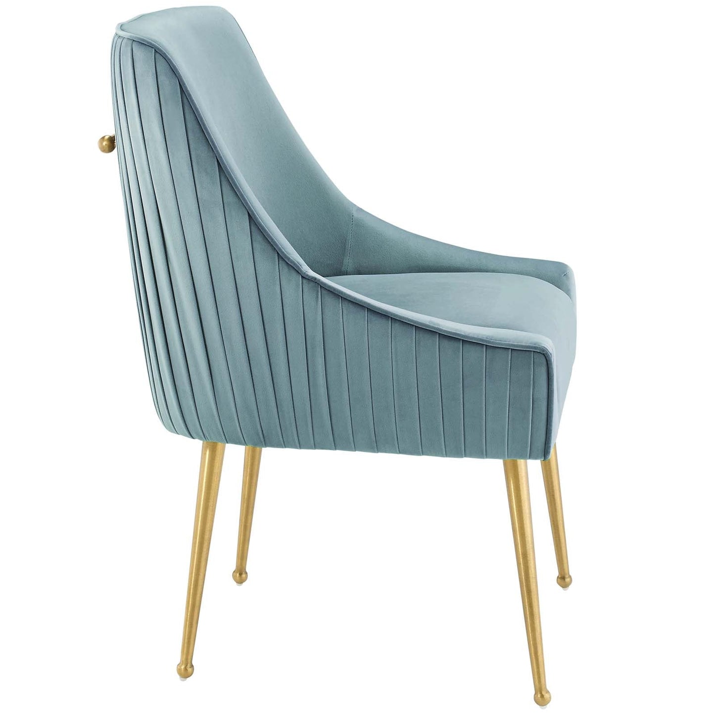 Discern Pleated Back Upholstered Performance Velvet Dining Chair Light Blue EEI-3509-LBU