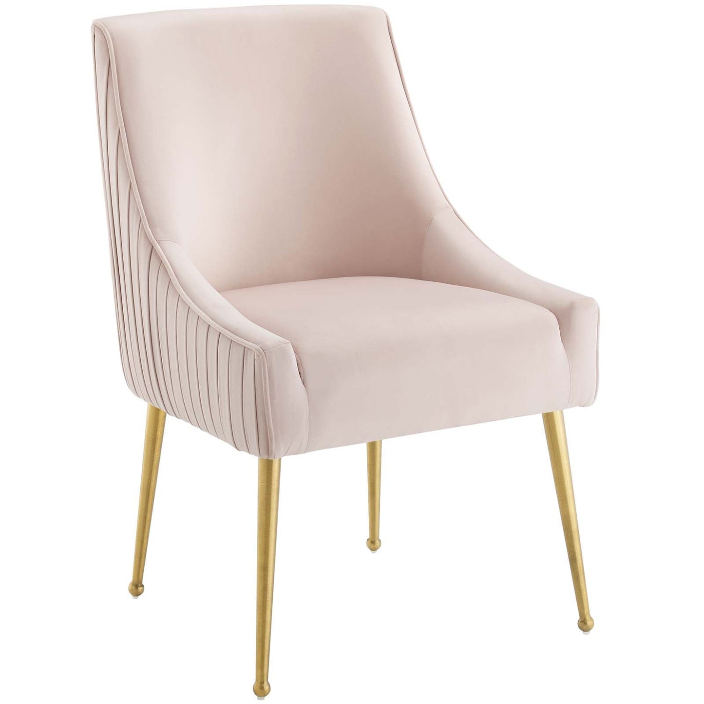 Discern Pleated Back Upholstered Performance Velvet Dining Chair Pink EEI-3509-PNK