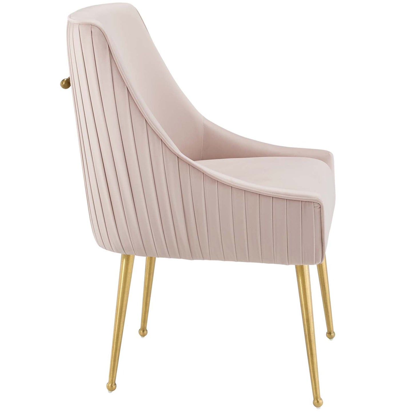 Discern Pleated Back Upholstered Performance Velvet Dining Chair Pink EEI-3509-PNK