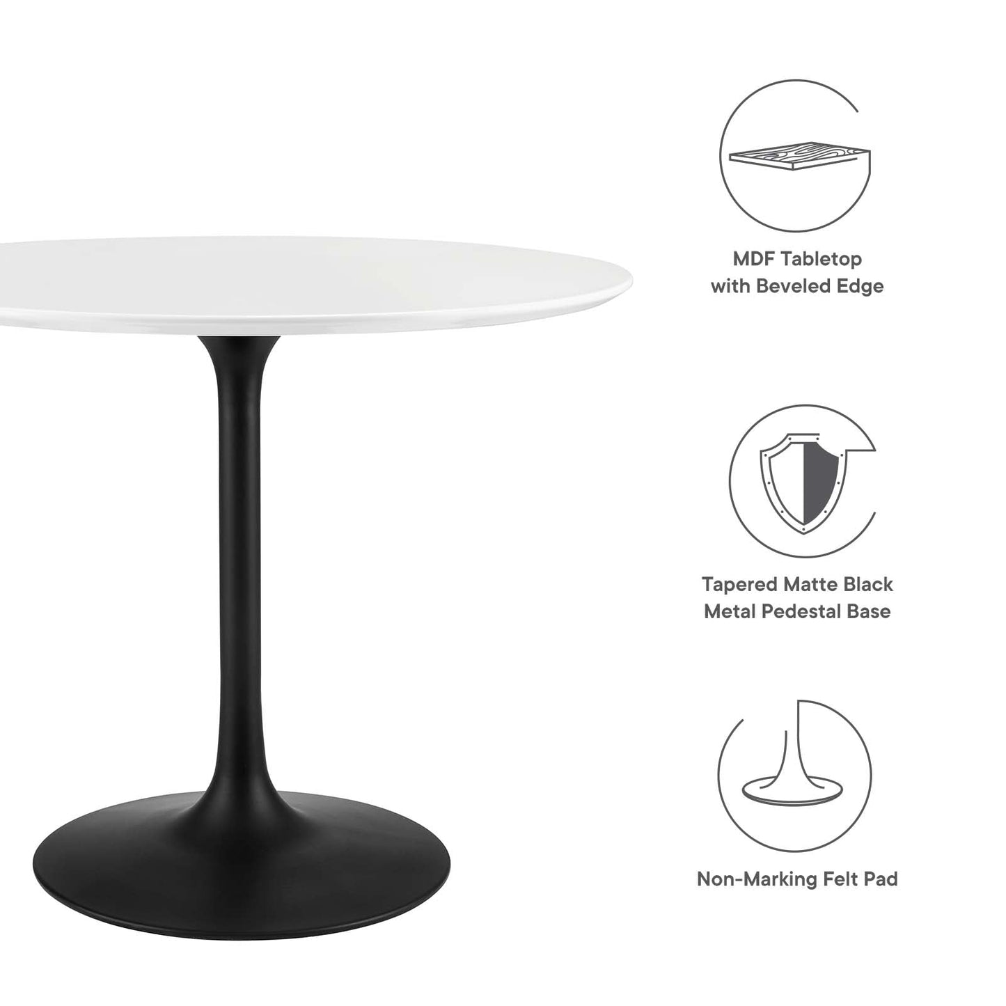 Lippa 36" Round Wood Dining Table Black White EEI-3511-BLK-WHI