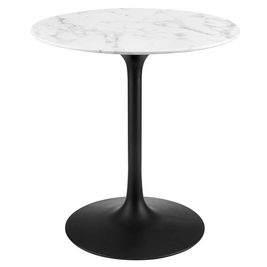 Lippa 28" Round Artificial Marble Dining Table Black White EEI-3515-BLK-WHI