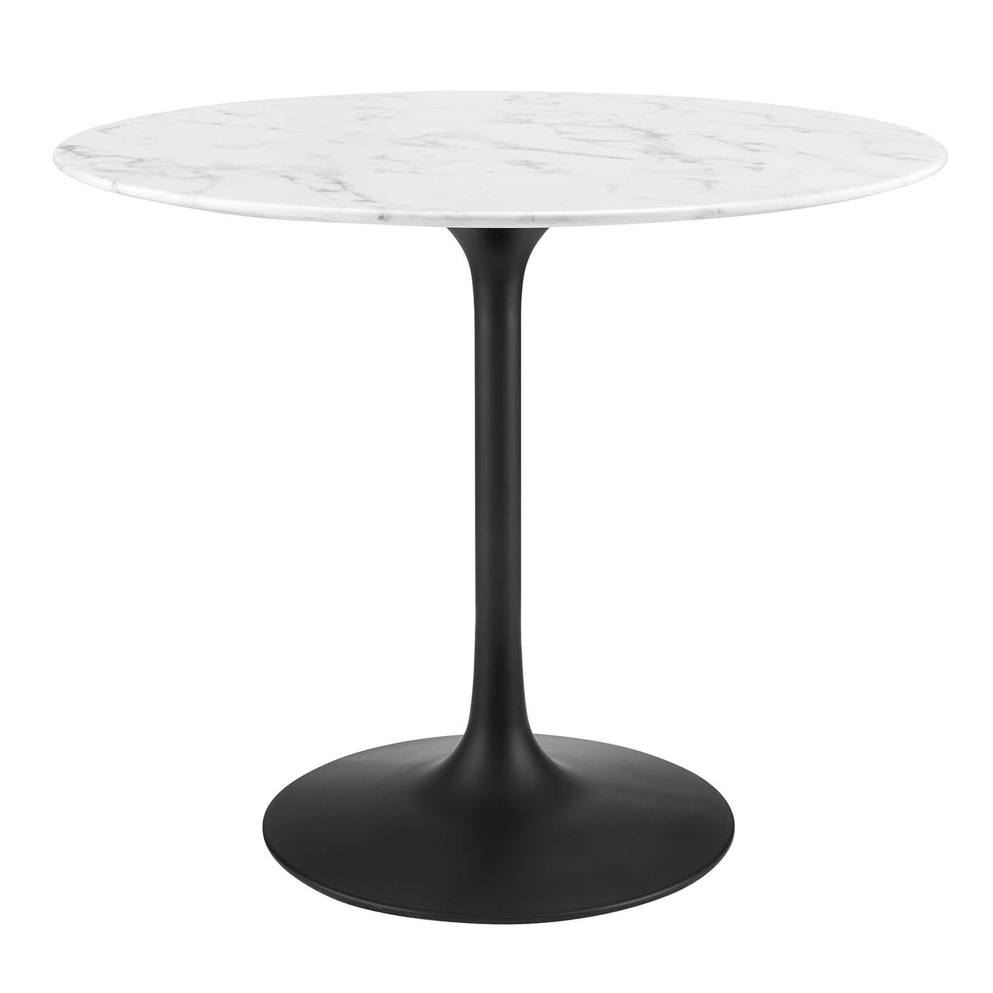 Lippa 36" Round Artificial Marble Dining Table Black White EEI-3516-BLK-WHI