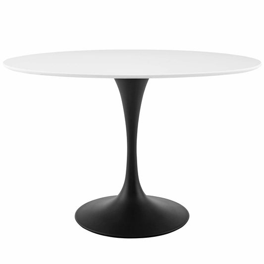 Lippa 48" Oval Wood Top Dining Table Black White EEI-3517-BLK-WHI