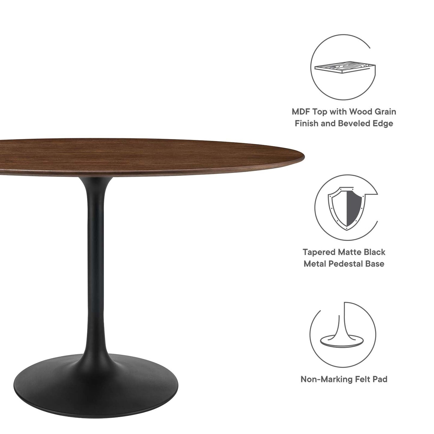 Lippa 48" Oval Wood Grain Dining Table Black Walnut EEI-3520-BLK-WAL