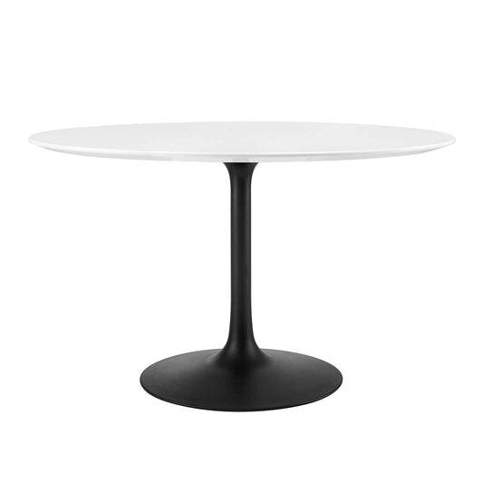 Lippa 48" Round Dining Table Black White EEI-3522-BLK-WHI