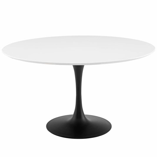 Lippa 54" Round Wood Dining Table Black White EEI-3523-BLK-WHI