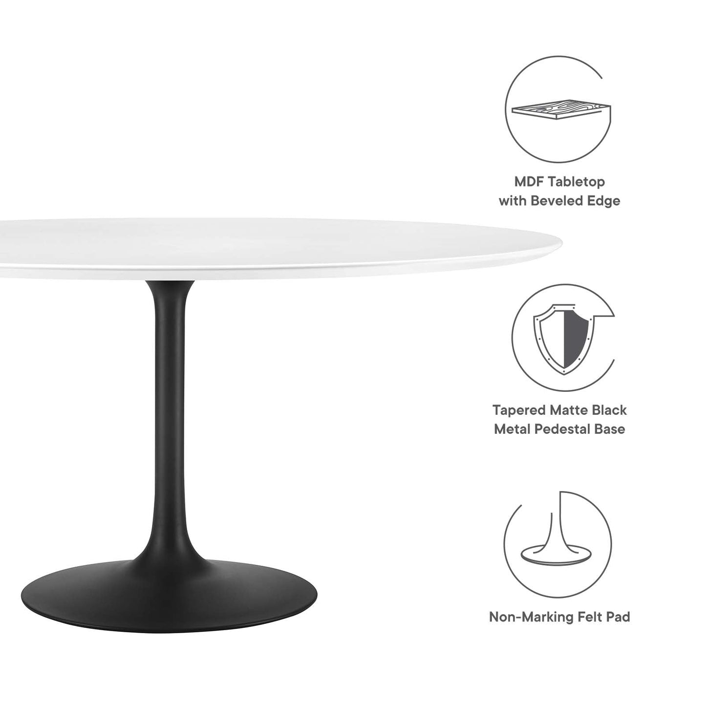 Lippa 60" Round Dining Table Black White EEI-3524-BLK-WHI