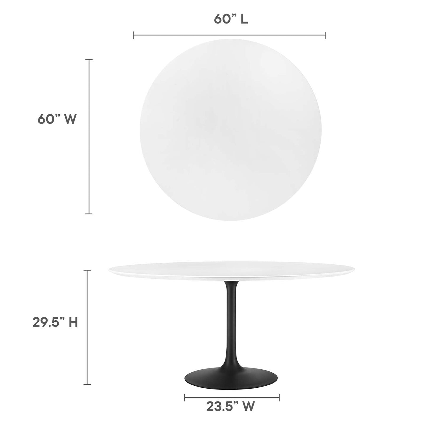 Lippa 60" Round Dining Table Black White EEI-3524-BLK-WHI