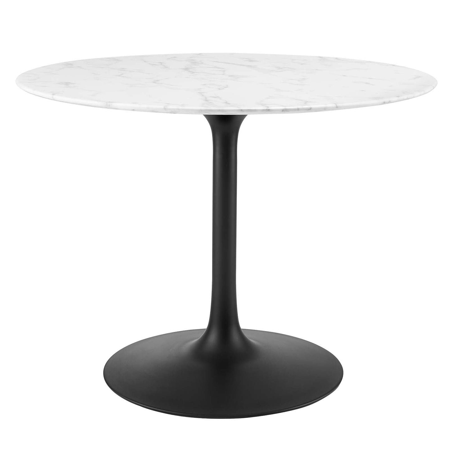 Lippa 40" Round Artificial Marble Dining Table Black White EEI-3526-BLK-WHI