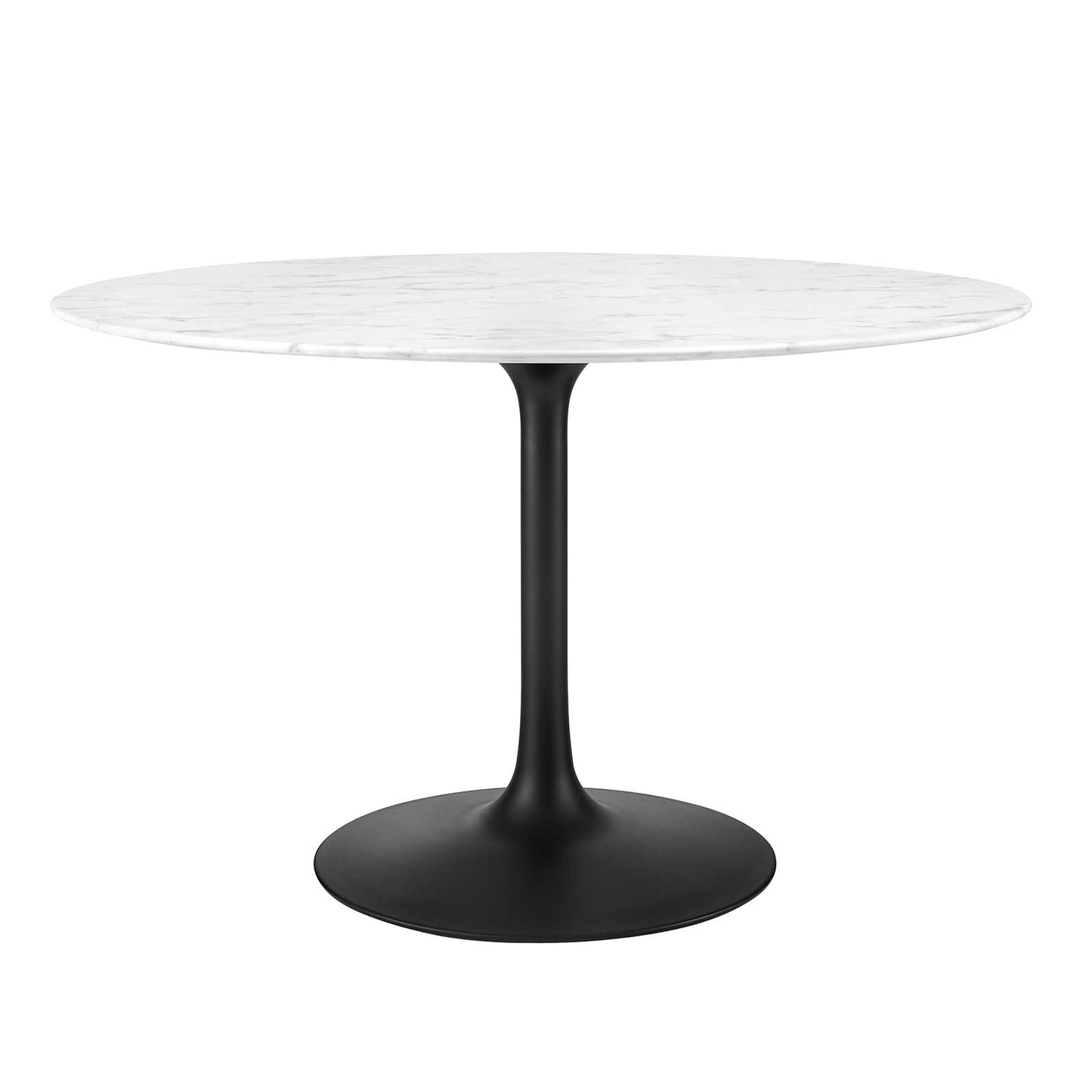 Lippa 48" Round Artificial Marble Dining Table Black White EEI-3527-BLK-WHI