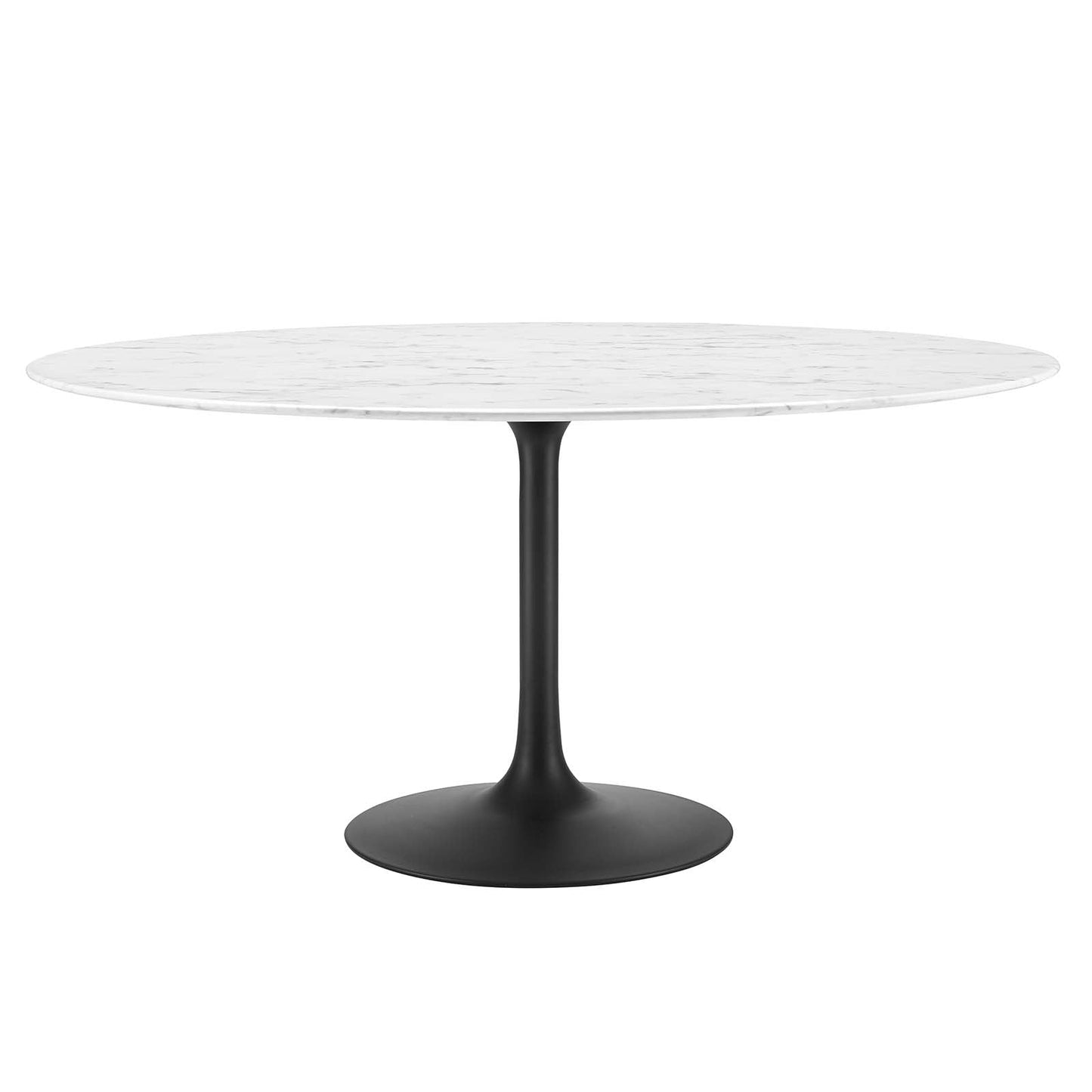 Lippa 60" Round Artificial Marble Dining Table Black White EEI-3529-BLK-WHI