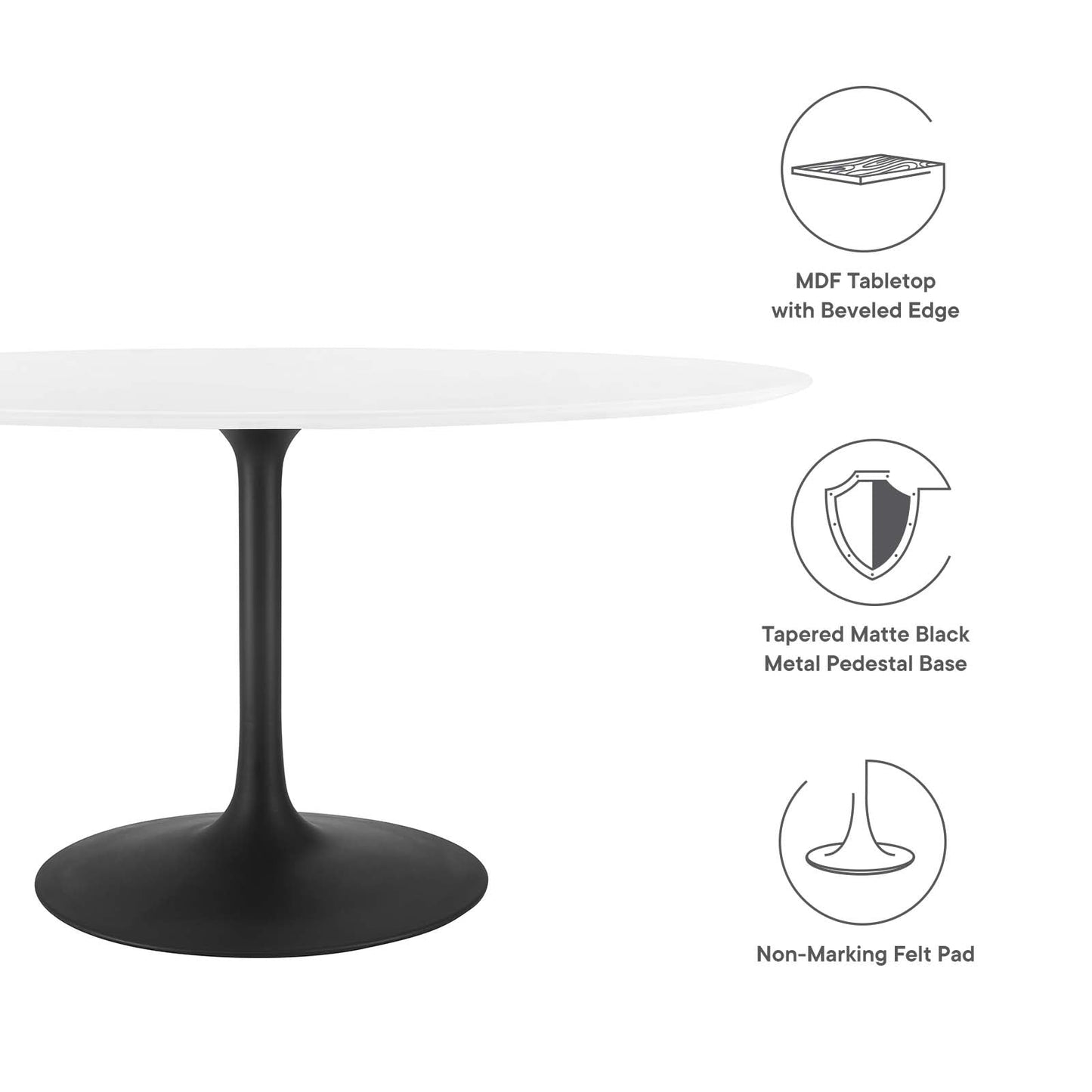 Lippa 60" Oval Dining Table Black White EEI-3539-BLK-WHI