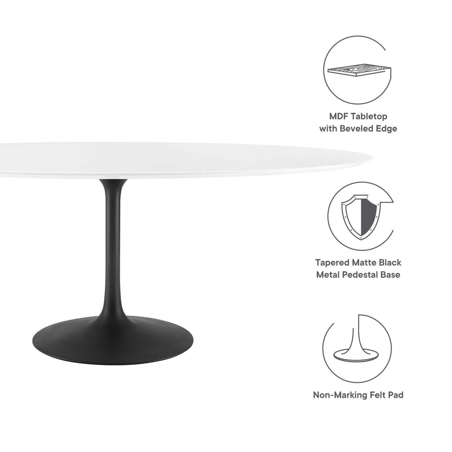 Lippa 78" Oval Dining Table Black White EEI-3540-BLK-WHI