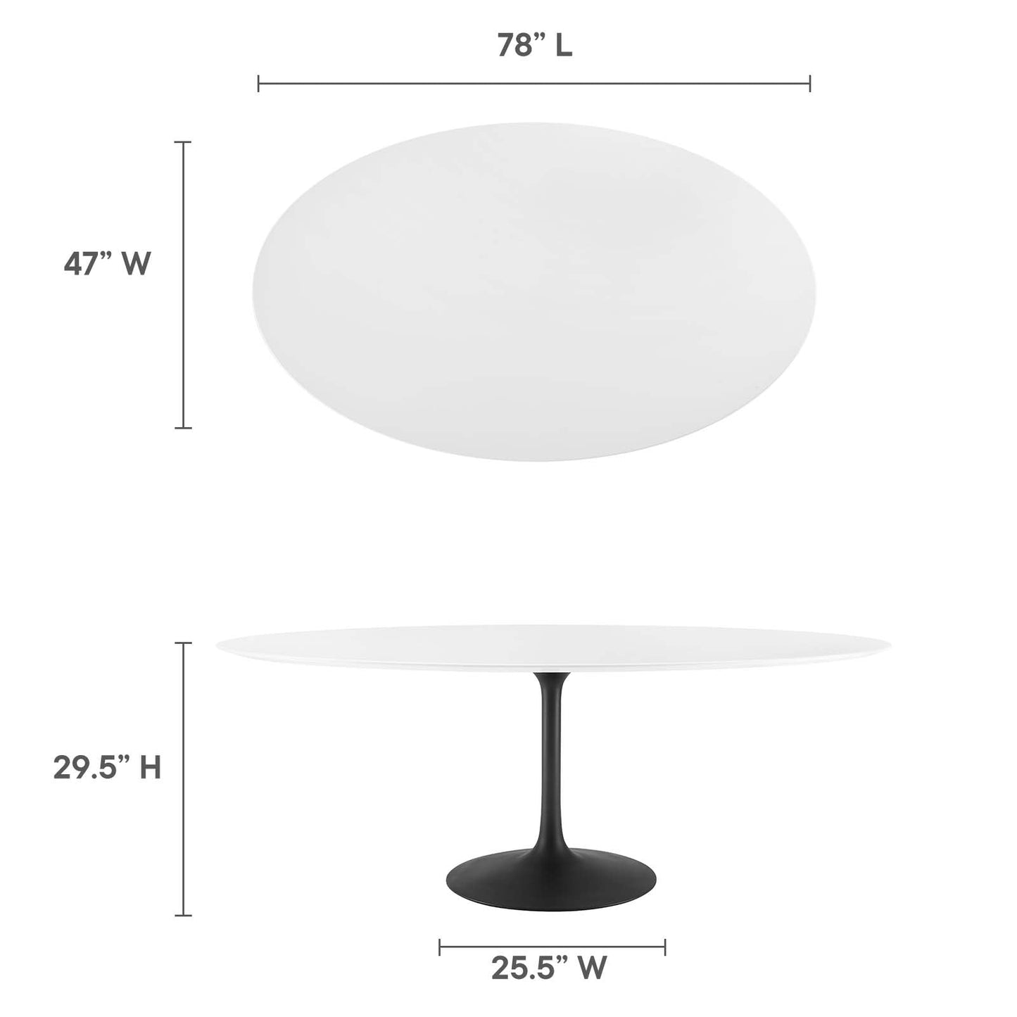 Lippa 78" Oval Dining Table Black White EEI-3540-BLK-WHI