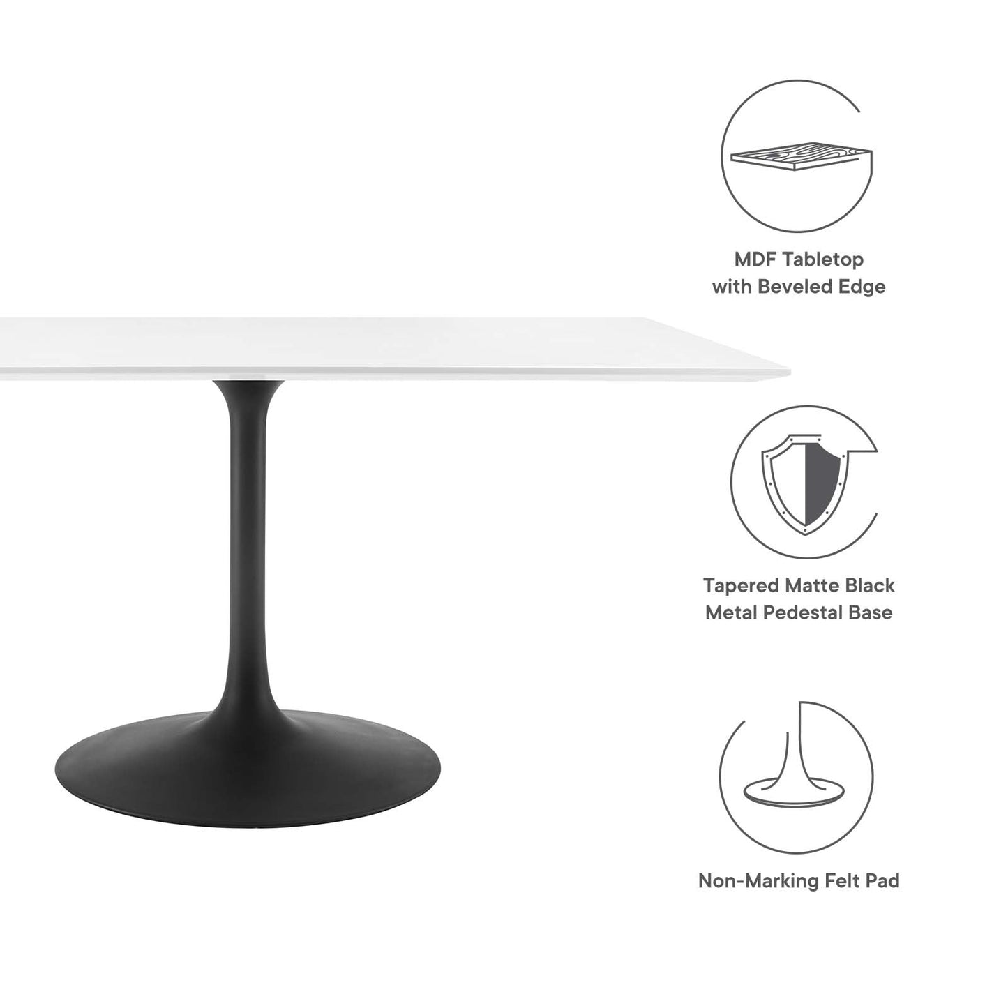 Lippa 60" Rectangle Dining Table Black White EEI-3541-BLK-WHI