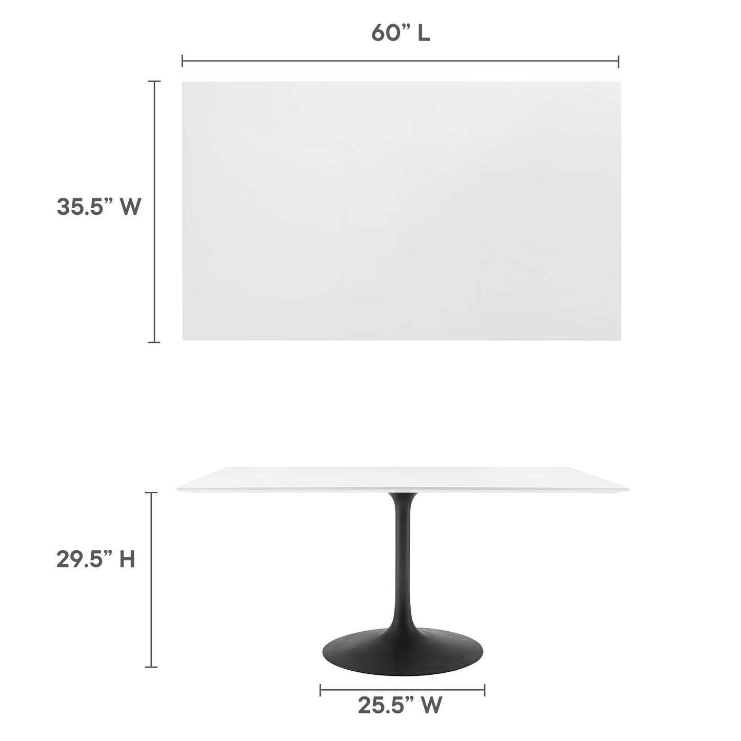 Lippa 60" Rectangle Dining Table Black White EEI-3541-BLK-WHI