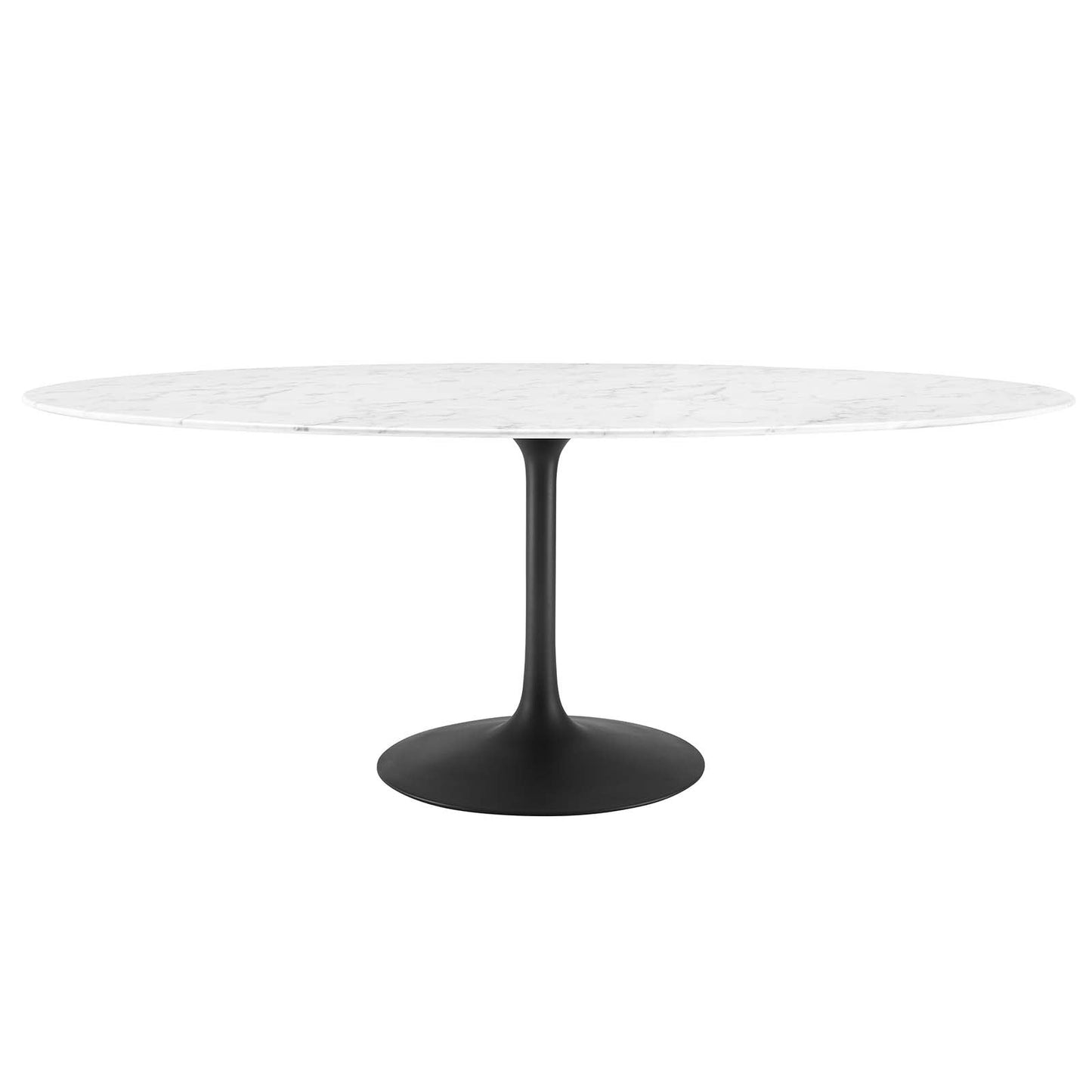 Lippa 78" Oval Artificial Marble Dining Table Black White EEI-3542-BLK-WHI