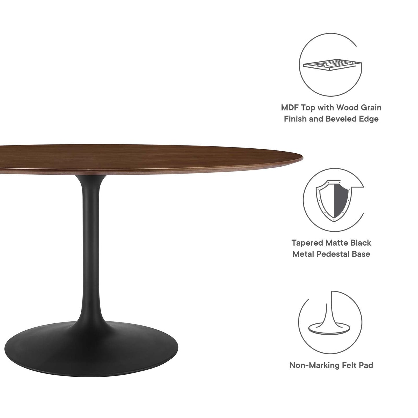 Lippa 60" Oval Walnut Wood Grain Dining Table Black Walnut EEI-3543-BLK-WAL