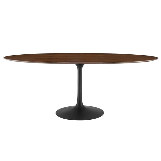 Lippa 78" Oval Walnut Wood Grain Dining Table Black Walnut EEI-3544-BLK-WAL