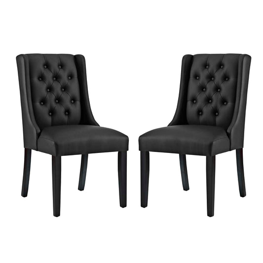 Baronet Dining Chair Vinyl Set of 2 Black EEI-3555-BLK