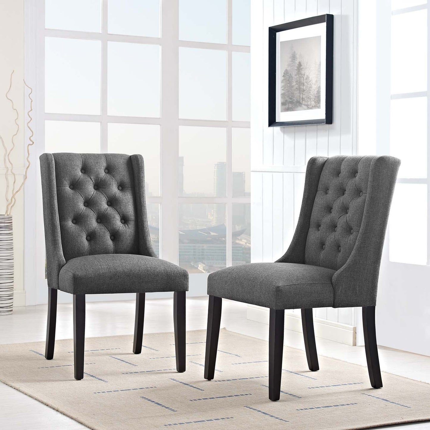 Baronet Dining Chair Fabric Set of 2 Gray EEI-3557-GRY