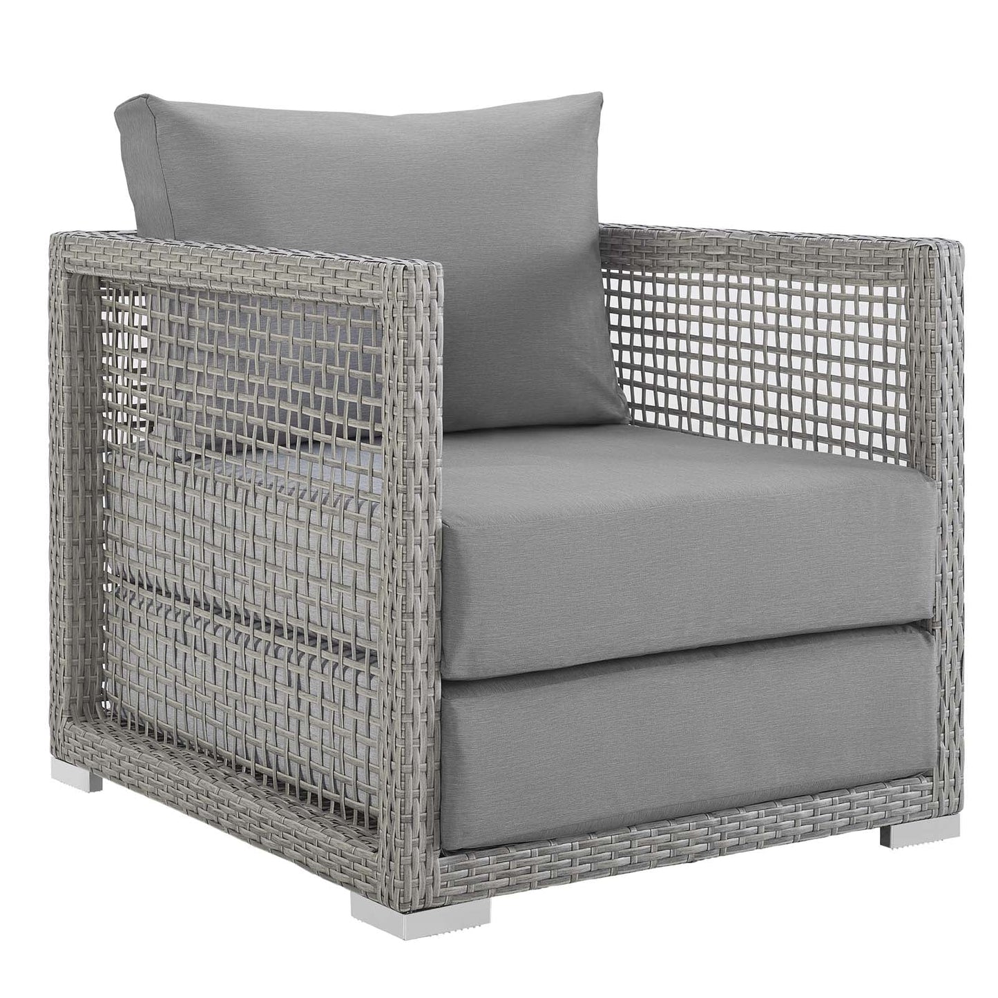 Aura 6 Piece Outdoor Patio Wicker Rattan Set Gray Gray EEI-3559-GRY-GRY-SET