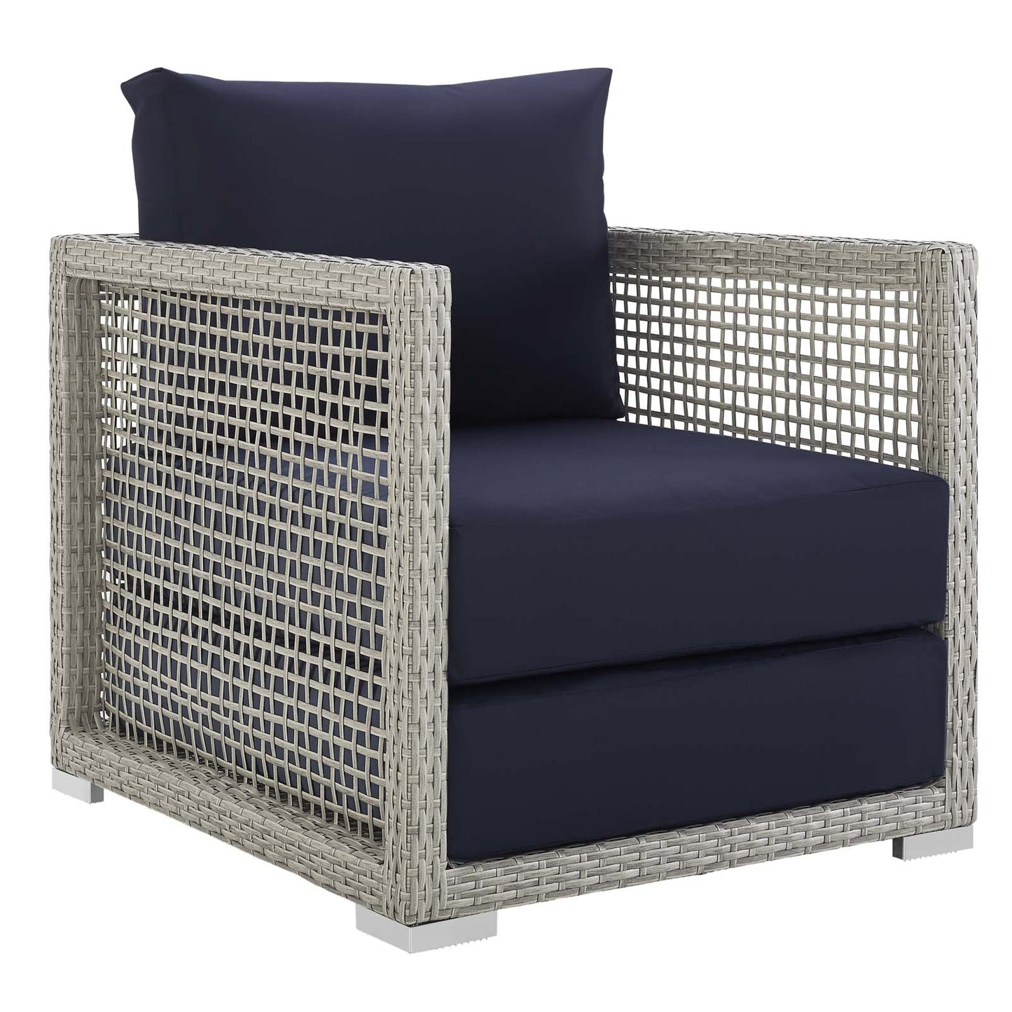 Aura 6 Piece Outdoor Patio Wicker Rattan Set Gray Navy EEI-3559-GRY-NAV-SET