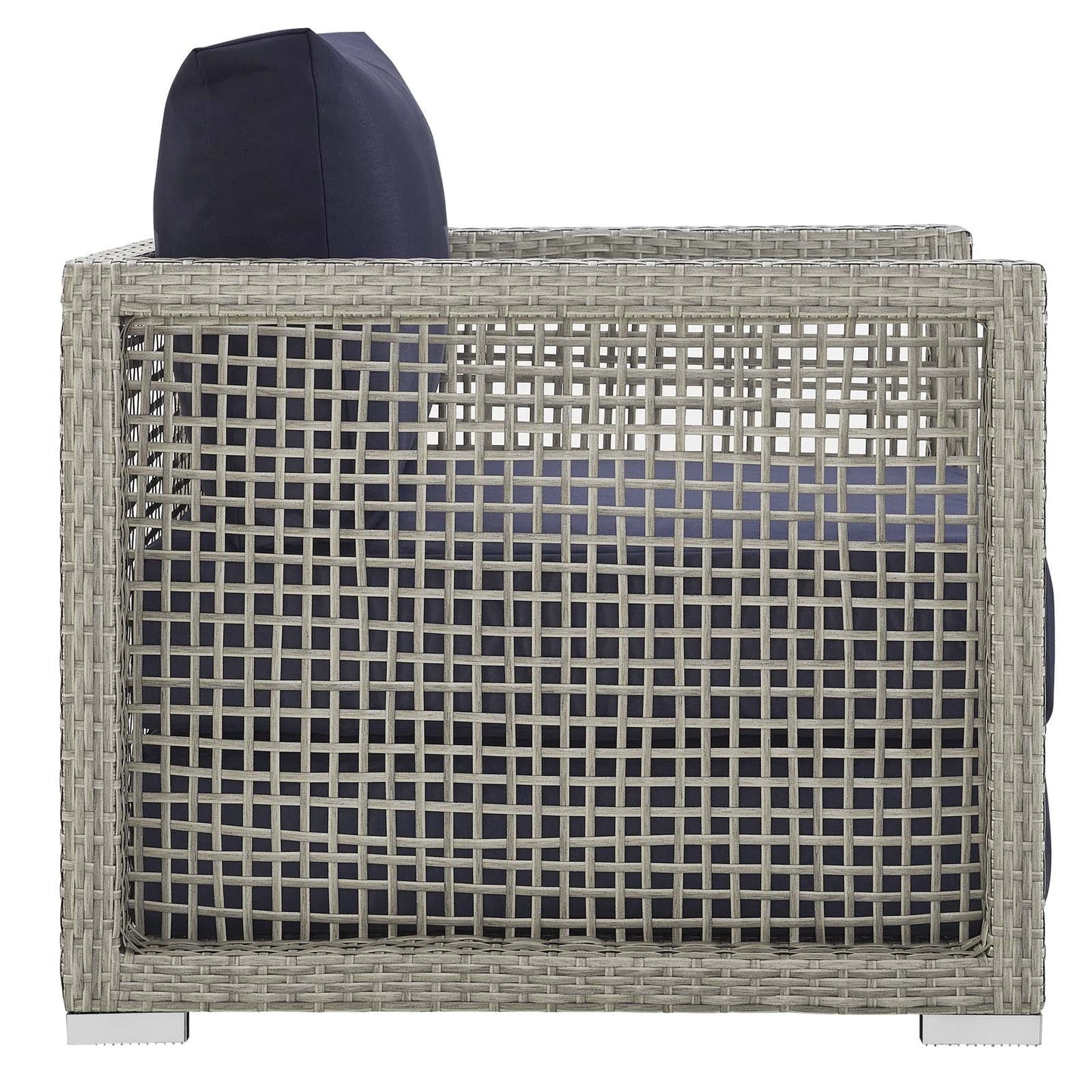 Aura 6 Piece Outdoor Patio Wicker Rattan Set Gray Navy EEI-3559-GRY-NAV-SET