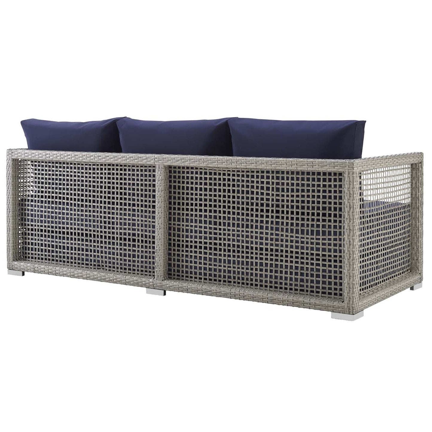 Aura 6 Piece Outdoor Patio Wicker Rattan Set Gray Navy EEI-3559-GRY-NAV-SET