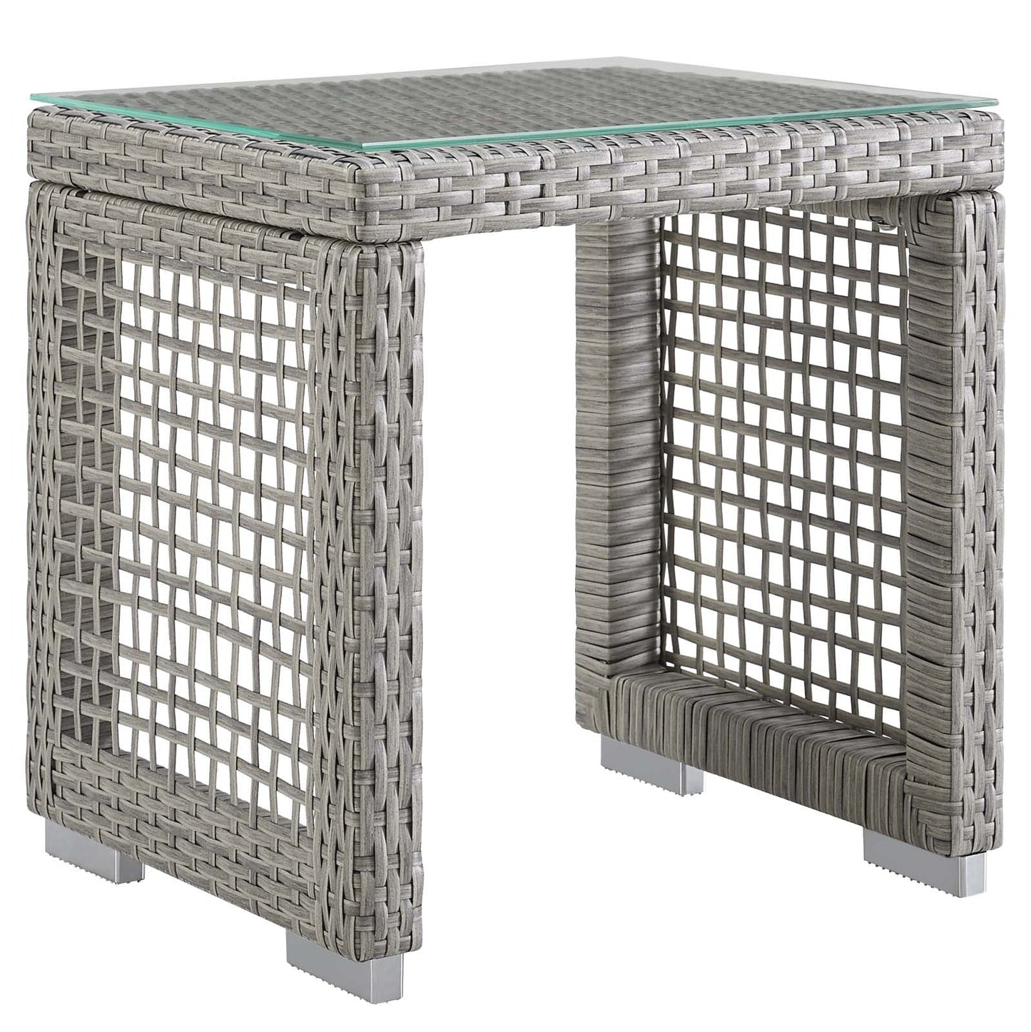 Aura 6 Piece Outdoor Patio Wicker Rattan Set Gray White EEI-3559-GRY-WHI-SET