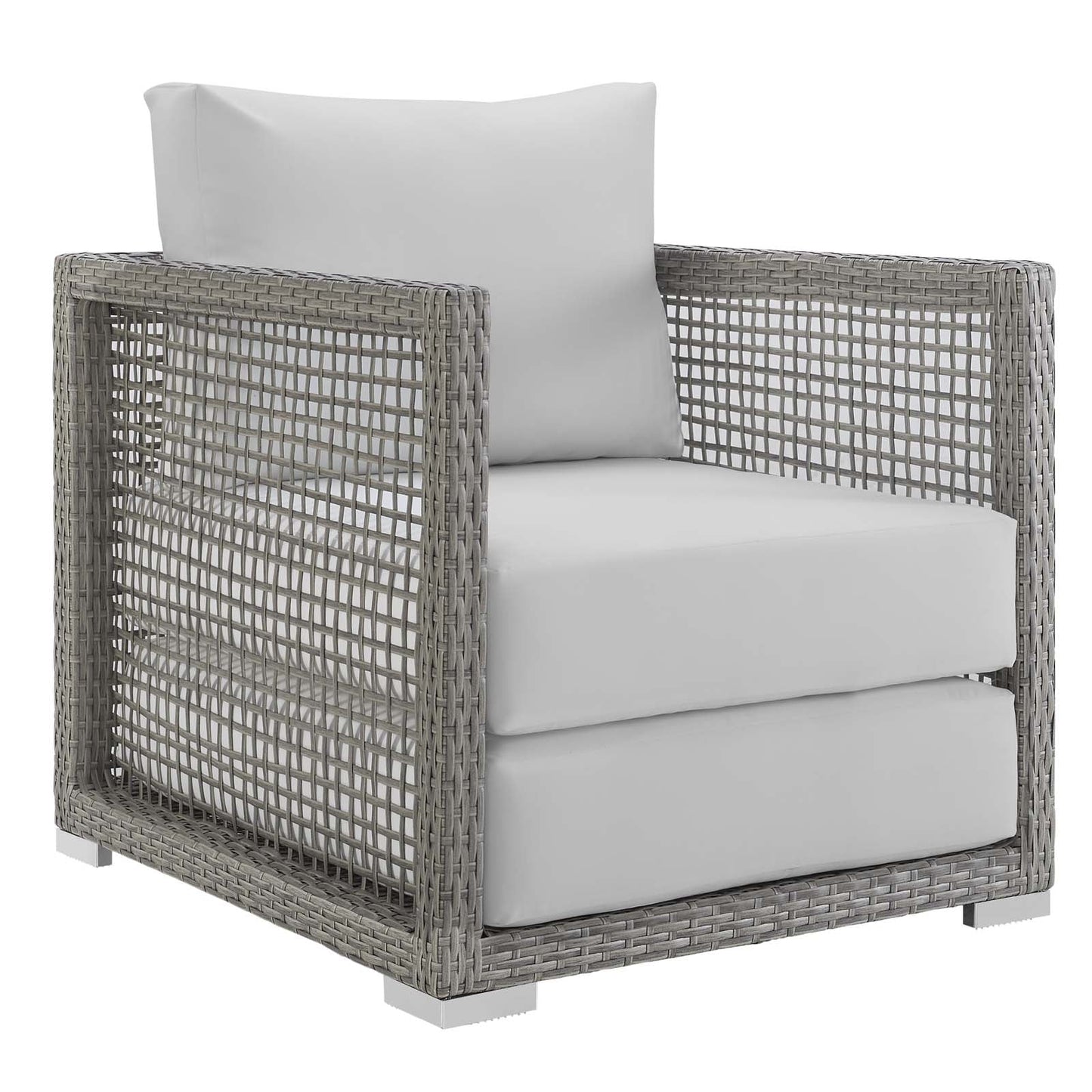 Aura 6 Piece Outdoor Patio Wicker Rattan Set Gray White EEI-3559-GRY-WHI-SET